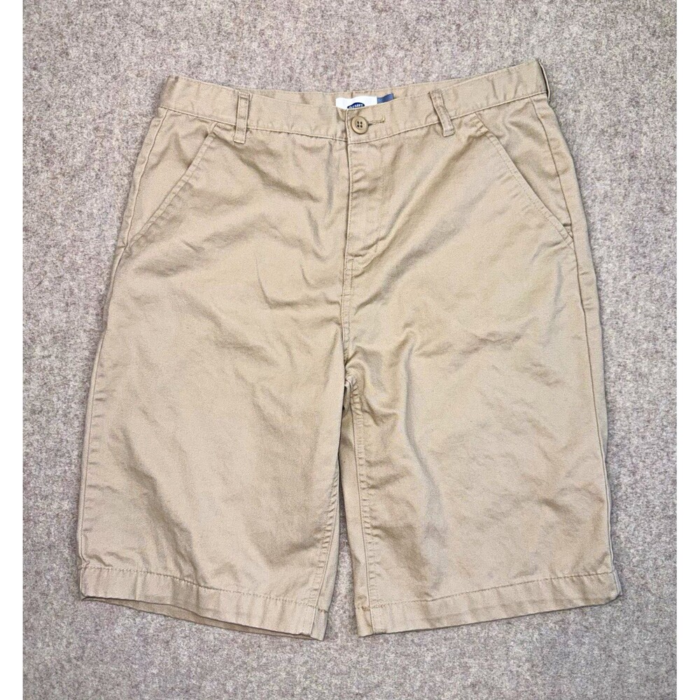 Old Navy Boys Size 14 Husky Beige Flat Front Chino Shorts Pockets Twill